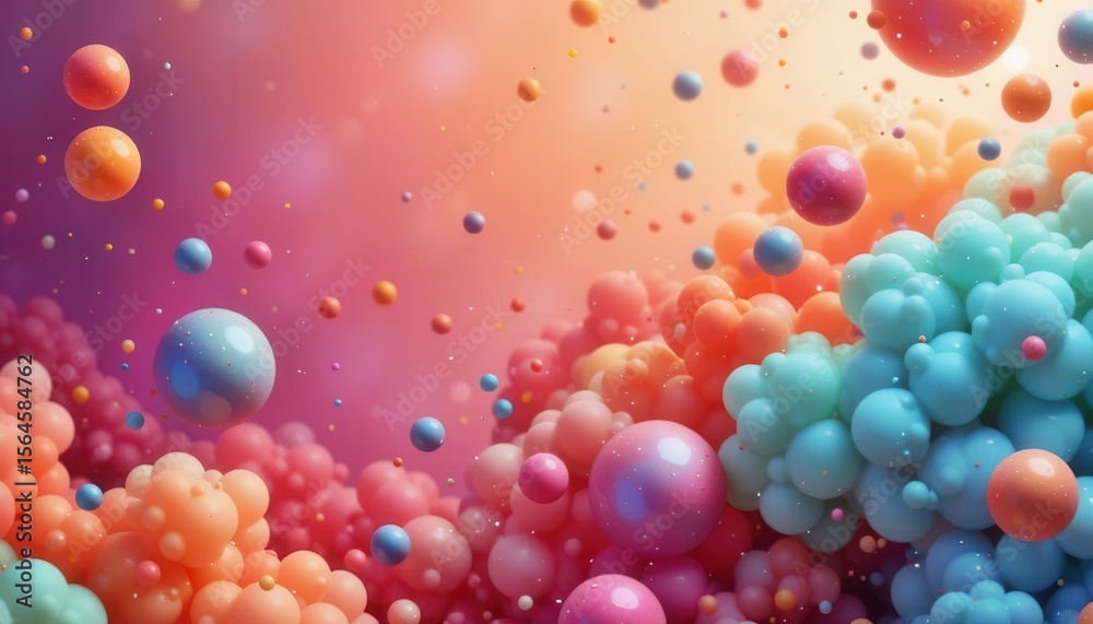 Fototapete colorful abstract background with vibrant spheres and bubbles for computer screen use