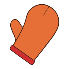 A heat-resistant oven mitt protects hands from burns while handling hot cookware. Made of insulated fabric, it ensures safe and comfortable grip in the kitchen.