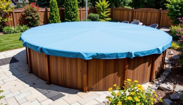 explain how covering pools when not in use prevents evaporation and conserves water.