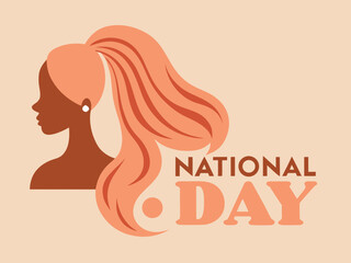 National hair's Day Celebration Graphic Design Stylish illustration for Women s featuring woman s profile and flowing