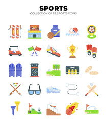 Collection of 25 Colorful Flat Sports Icons