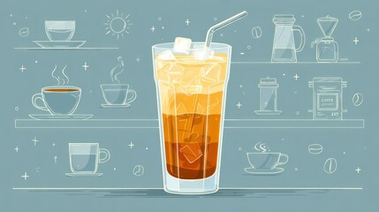 Iced Coffee Drink with Accessories