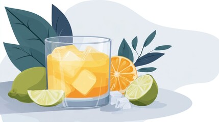 Citrus cocktail illustration