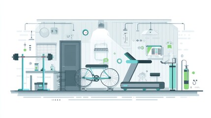 Home gym interior design illustration