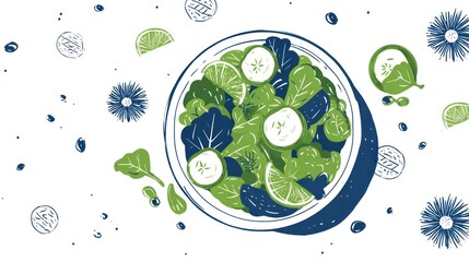 Fresh salad in a bowl, with assorted toppings