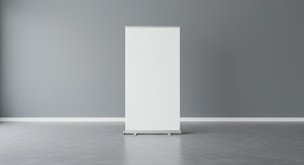 Focus on a tall white backdrop in a minimalist room, with subtle gray walls and flooring, under soft light, creating an inviting atmosphere.