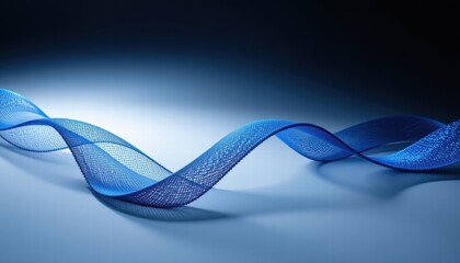 Abstract Blue Wave Design with Mesh Texture and Soft Lighting for Modern Background or Artistic Presentation