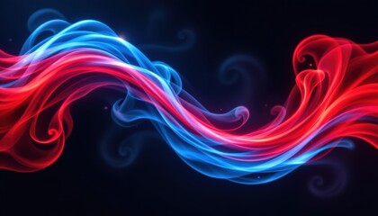 Colorful Swirling Wisps of Blue and Red Smoke on a Dark Background Creating an Ethereal Abstract Visual Effect