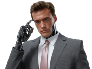 Futuristic robotic character digital studio concept art modern environment close-up ai identity exploration