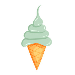 Cartoon ice cream green. Summer design