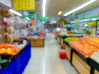 Defocussed view of grocery store aisle