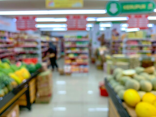 Defocussed view of grocery store aisle