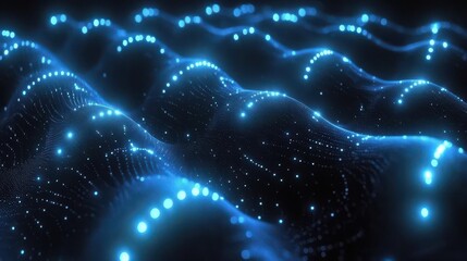 Obraz premium Glowing Particle Waves Abstract