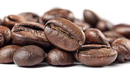 Obraz premium Roasted coffee beans with rich texture and warm tones, embodying the essence of artisanal coffee craftsmanship