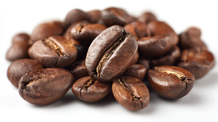 Obraz premium Roasted coffee beans with rich texture and warm tones, embodying the essence of artisanal coffee craftsmanship