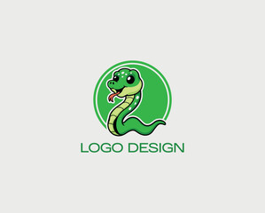  Playful green cartoon snake logo, ideal for kids brands, education, wildlife projects, or fun mascots.