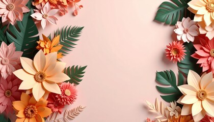 Colorful paper flowers arrangement studio digital art minimalist close-up creativity