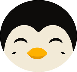 Cute Penguin kawaii, wild safari jungle animals Penguin , Vector illustration of jungle animal faces and heads. cute lion faces. Kids graphic for print or poster. Vector hand drawn illustration.