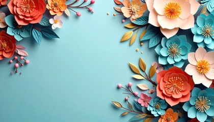 Vibrant floral arrangement creative studio digital art colorful background close-up view paper craft design for nature enthusiasts