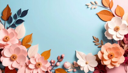Creative paper flowers arrangement art studio decorative artwork bright colorful environment close-up view floral design concept