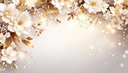 Elegant white floral arrangement soft background digital art romantic atmosphere close-up view wedding decor inspiration