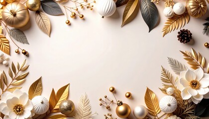 Elegant gold and white floral arrangement decorative event display luxurious home environment artistic layout holiday concept
