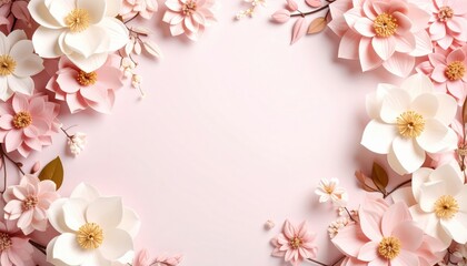 Floral arrangement art studio digital design soft background overhead view nature aesthetics for home decor