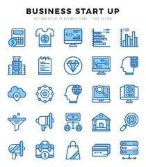 Set of Two Color Business Start Up Icons. Two Color art icon. Vector illustration