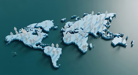 Global Population Distribution: A 3D World Map with Miniature People