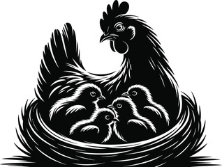 Vector black silhouette of a animals on a white background