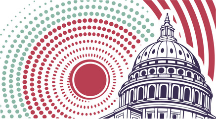 Halftone Circle with Glitch Effect vector.