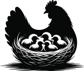 Vector black silhouette of a animals on a white background