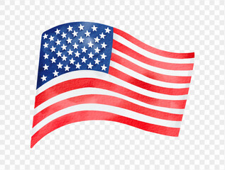 Light breeze USA flag waving gently in watercolor, symbol of freedom and celebration vector.