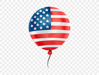Round balloon with American flag design in watercolor, perfect for 4th of July party vector.