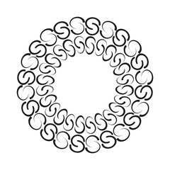Circular swirl wreath. Twisted loop ring. Spiral crown Vector. Hollow round design.