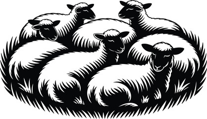Vector black silhouette of a animals on a white background