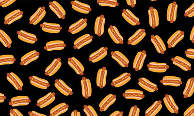Hot dog seamless pattern. Hot dog pattern background. Seamless Pattern of Hot dog. Seamless pattern of Hot dog illustration background. 
