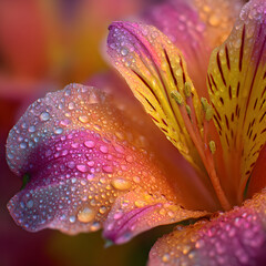 Morning Kiss: A Dew-adorned Petal in Nature's Embrace Capturing the Essence of Simplicity and Elegance