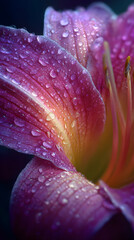 Morning Kiss: A Dew-adorned Petal in Nature's Embrace Capturing the Essence of Simplicity and Elegance