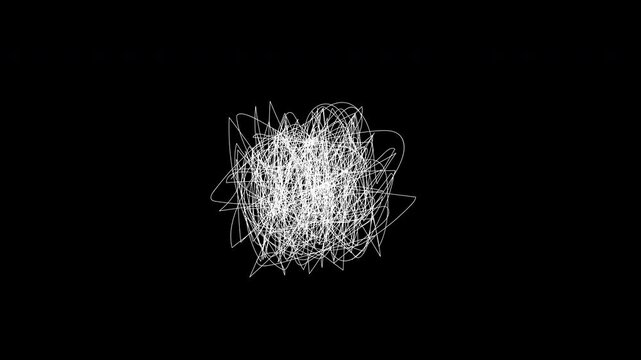 Tangled scribble, chaos with tangled lines, symbolizing confusion and complexity of thoughts
