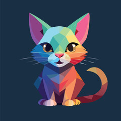 Obraz premium Colorful Low Poly Cat Illustration with Geometric Style