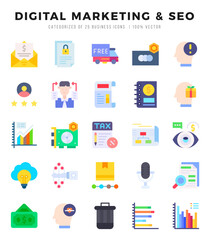 DIGITAL MARKETING & SEO icon pack for your website. mobile. presentation. and logo design.