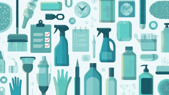 A collection of various cleaning supplies