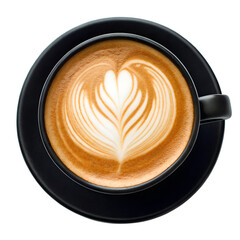 Coffee latte art love heart background isolated on white . top view
