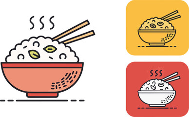 Set of Fried Rice vector design, Fried Rice icon vector design, Fried Rice vector design