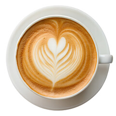 Coffee latte art love heart background isolated on white . top view
