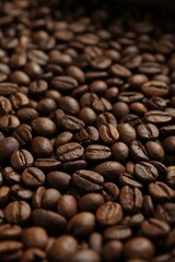 Aromatic coffee beans as background, closeup view
