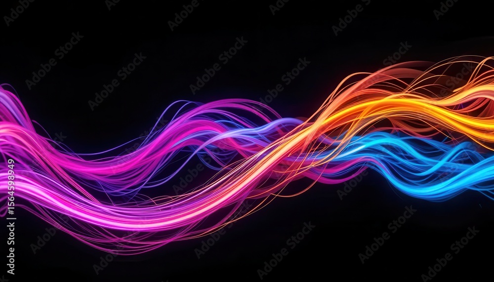 Poster colorful light waves creating a dynamic background for computer monitors and digital displays