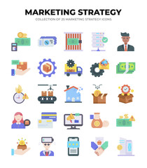 Obraz premium Collection of 25 Marketing Strategy Icons for Business Growth