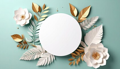 Elegant floral arrangement displaying blank space for text studio graphic design minimalist environment top-down view nature aesthetics